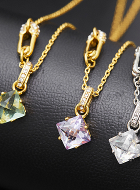 别针方形锆石项链juicy