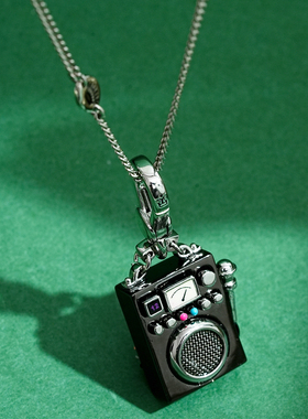 潮酷麦克风话筒k歌机吊坠项链