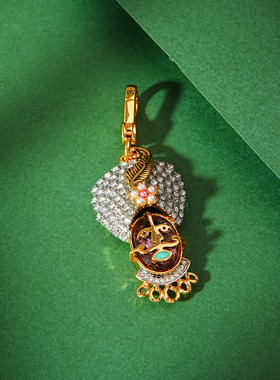 立体镶钻印度人像吊坠项链钥匙扣