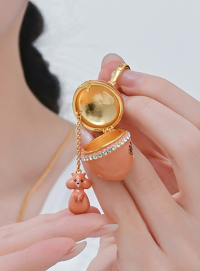 可打开橡果小松鼠吊坠项链钥匙扣