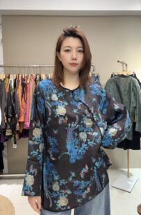 欧版 肩香云纱百搭衬衫 女春夏衬衫 新中式