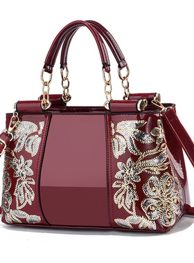 女包2024新款包包女OL通勤包定型时尚亮皮女包斜挎单肩手提包时尚