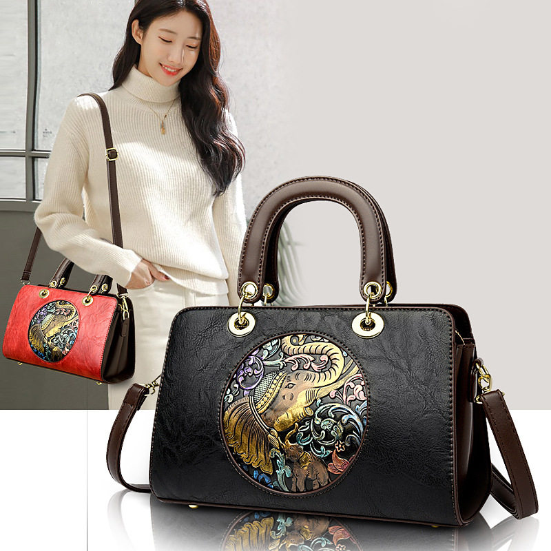 女士手提包女2025新款文艺国风时尚压花妈妈包时尚单肩斜挎包,箱包皮具/热销女包/男包,单肩包,淘宝优惠券,粉丝福利购,淘宝优惠卷