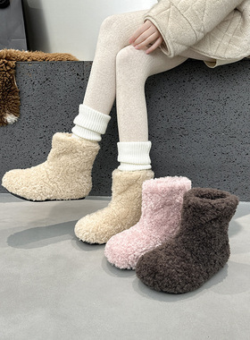 隐形内增高8CM保暖雪地靴2025冬新款加绒勃肯棉鞋毛毛鞋短靴女