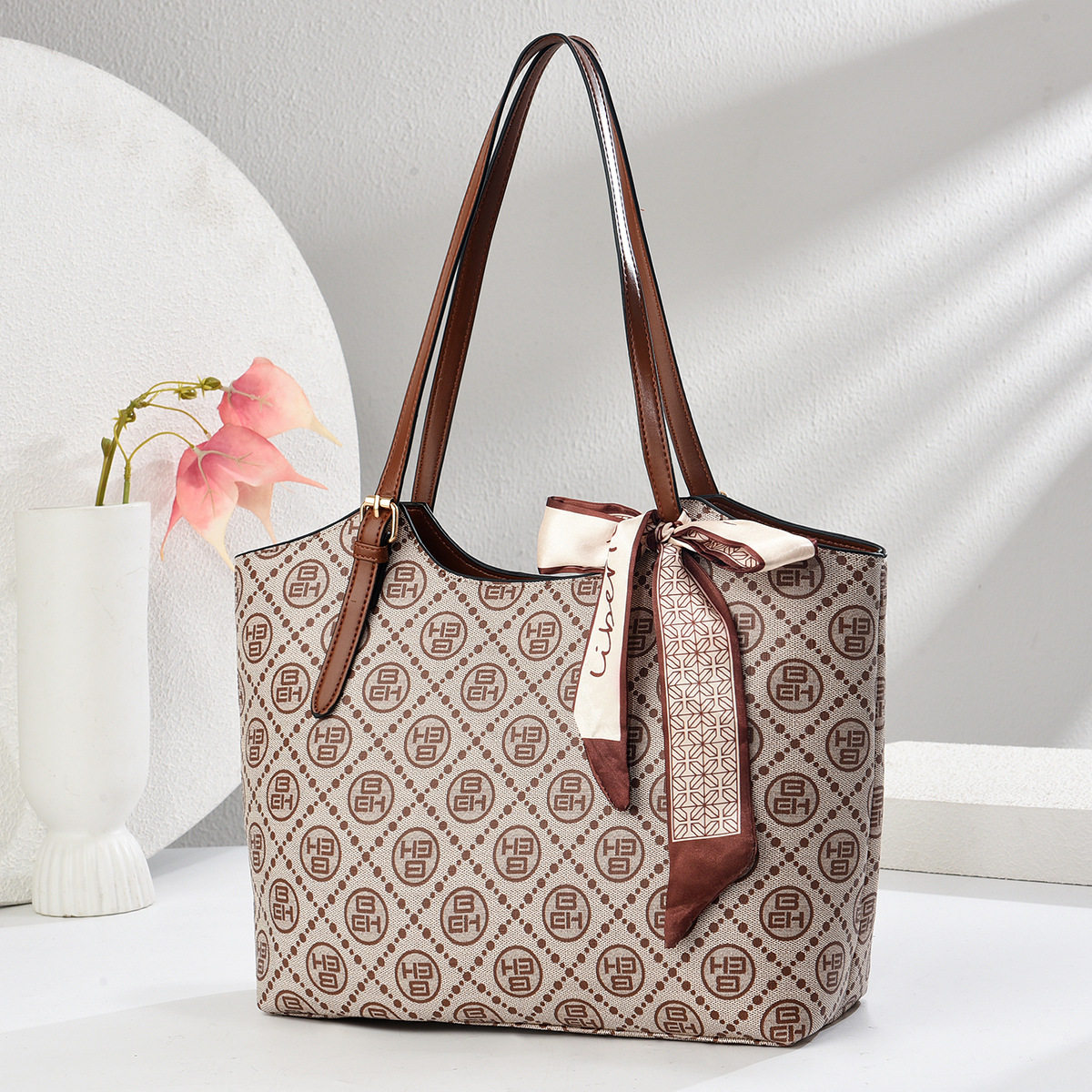 托特包bag复古格子包大容量单肩斜挎包丝巾挂饰手提包外贸女bags,箱包皮具/热销女包/男包,单肩包,淘宝优惠券,粉丝福利购,淘宝优惠卷