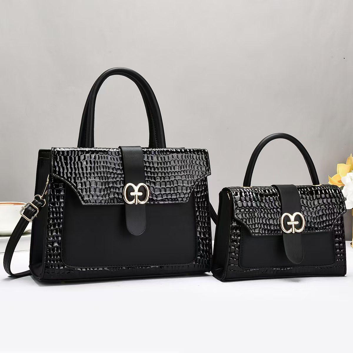 两件套子母包新款拼接纹理大容量手提包休闲斜挎单肩包handbags,箱包皮具/热销女包/男包,单肩包,淘宝优惠券,粉丝福利购,淘宝优惠卷