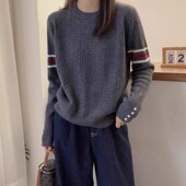 欧洲站冷淡系高级感独特别致毛衣新款 女 针织衫 圆领长袖 宽松时尚