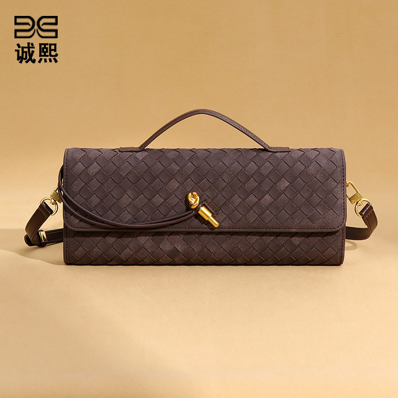 秋冬新款编织女包麂皮绒手提包高级感晚宴包中古法棍包单肩斜跨包,箱包皮具/热销女包/男包,单肩包,淘宝优惠券,粉丝福利购,淘宝优惠卷