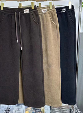 秋季新款2024灯芯绒阔腿裤女新款欧棉绒垂感拖地显瘦直筒休闲裤子