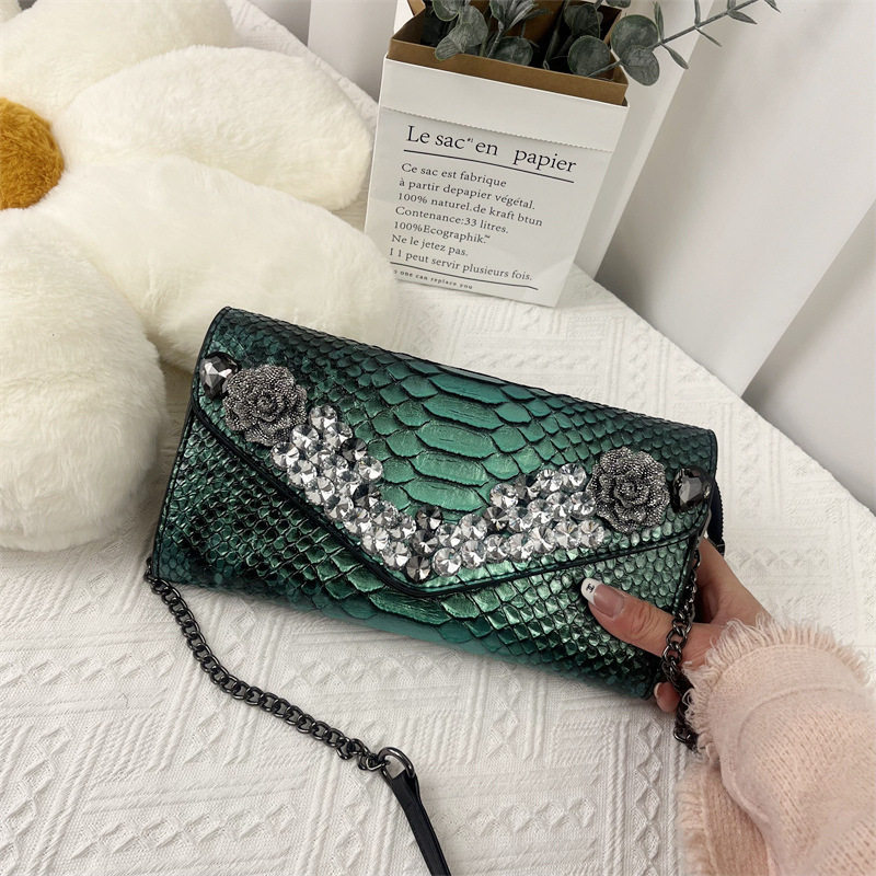 手拿包欧美女士跨境新款鳄鱼纹斜挎包外贸女士镶钻斜挎链条包,箱包皮具/热销女包/男包,单肩包,淘宝优惠券,粉丝福利购,淘宝优惠卷