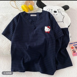 甜美少女可爱家居服套装 睡衣女夏季 短裤 新款 可外穿 KT猫云朵棉短袖