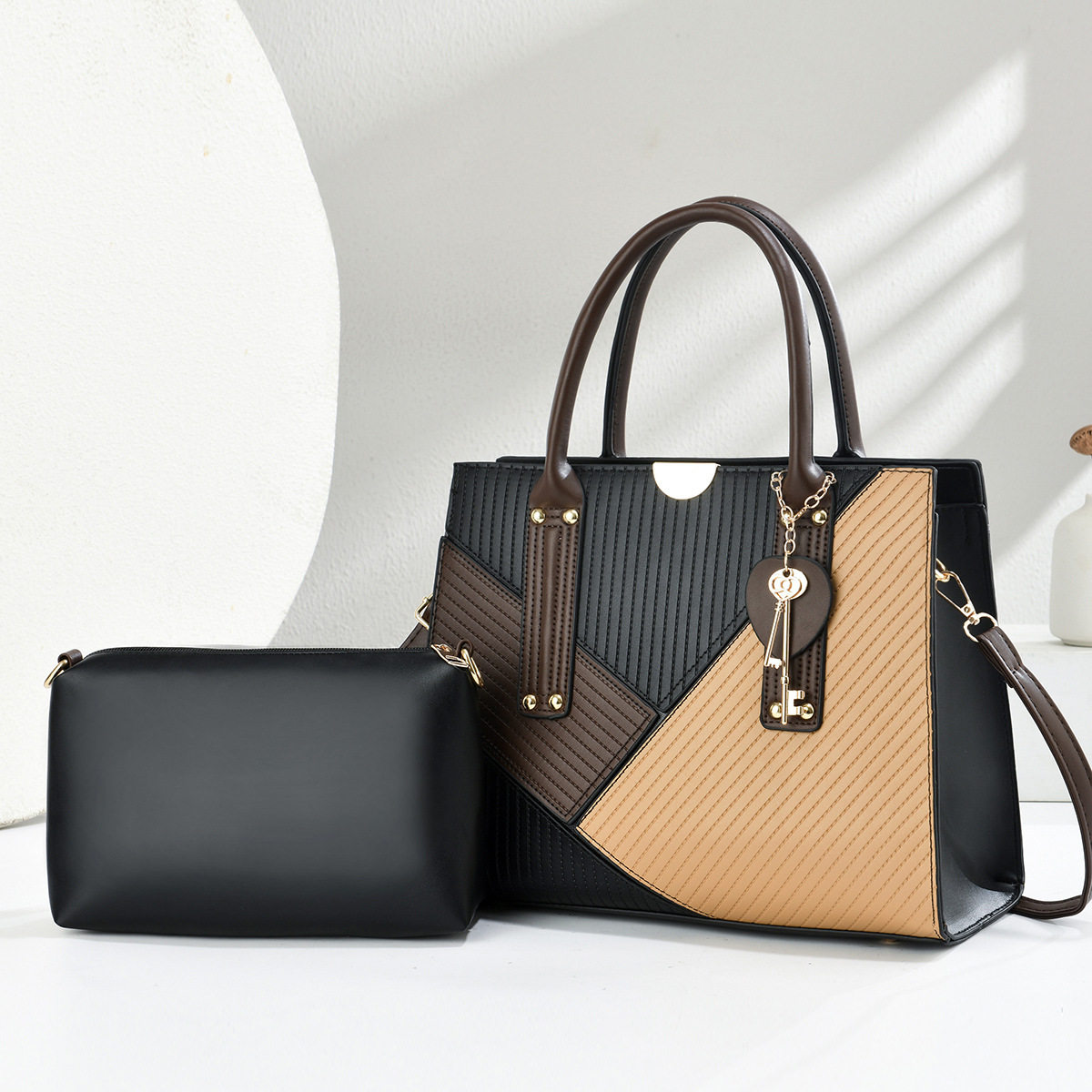 两件套子母包时尚拼色复古手提包休闲单肩包大容量斜挎包跨境bags,箱包皮具/热销女包/男包,单肩包,淘宝优惠券,粉丝福利购,淘宝优惠卷