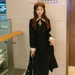 红色长袖连衣裙女装早季秋装2025新款法式温柔初恋小个子中长裙子