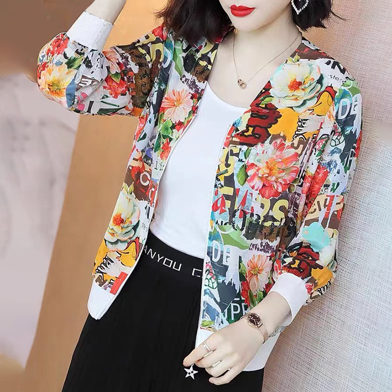 年轻气质雪纺棒球服女装跨境爆款春夏薄款夹克衫新款防晒拉链上衣