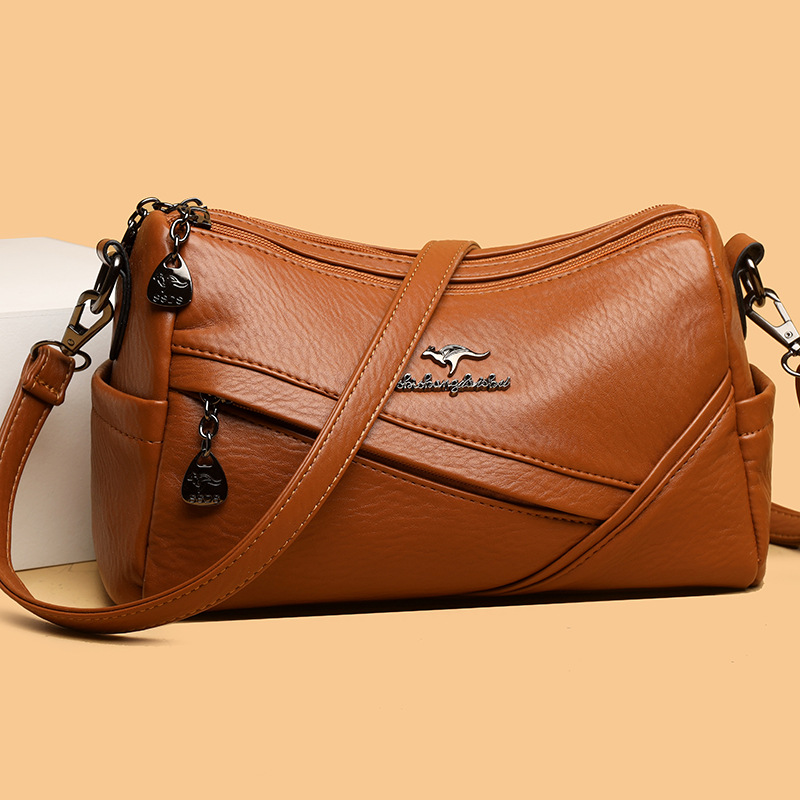 跨境包包女2025秋季软皮气质女包时尚中年妈妈包暗纹单价斜挎包