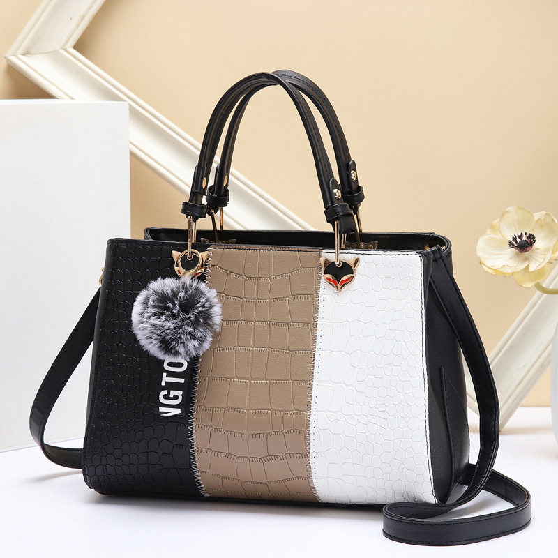 包包女撞色拼接女士手提包新款大气单肩包韩版时尚简约斜挎女包大,箱包皮具/热销女包/男包,单肩包,淘宝优惠券,粉丝福利购,淘宝优惠卷