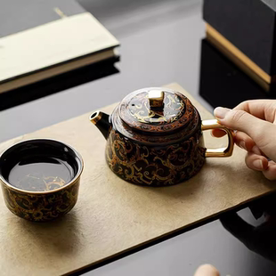 商务礼品 西泠印社金银错战国龙纹主人杯茶壶家用泡茶品茗茶具中式