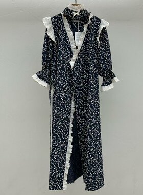 LUNALUZ韩国甜美复古家居睡袍女