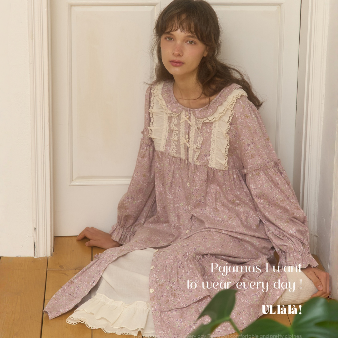 ULLALA韩国乌拉拉睡裙女2025秋冬磨毛棉甜美碎花公主风长袖家居裙,女士内衣/男士内衣/家居服,睡裙,淘宝优惠券,粉丝福利购,淘宝优惠卷