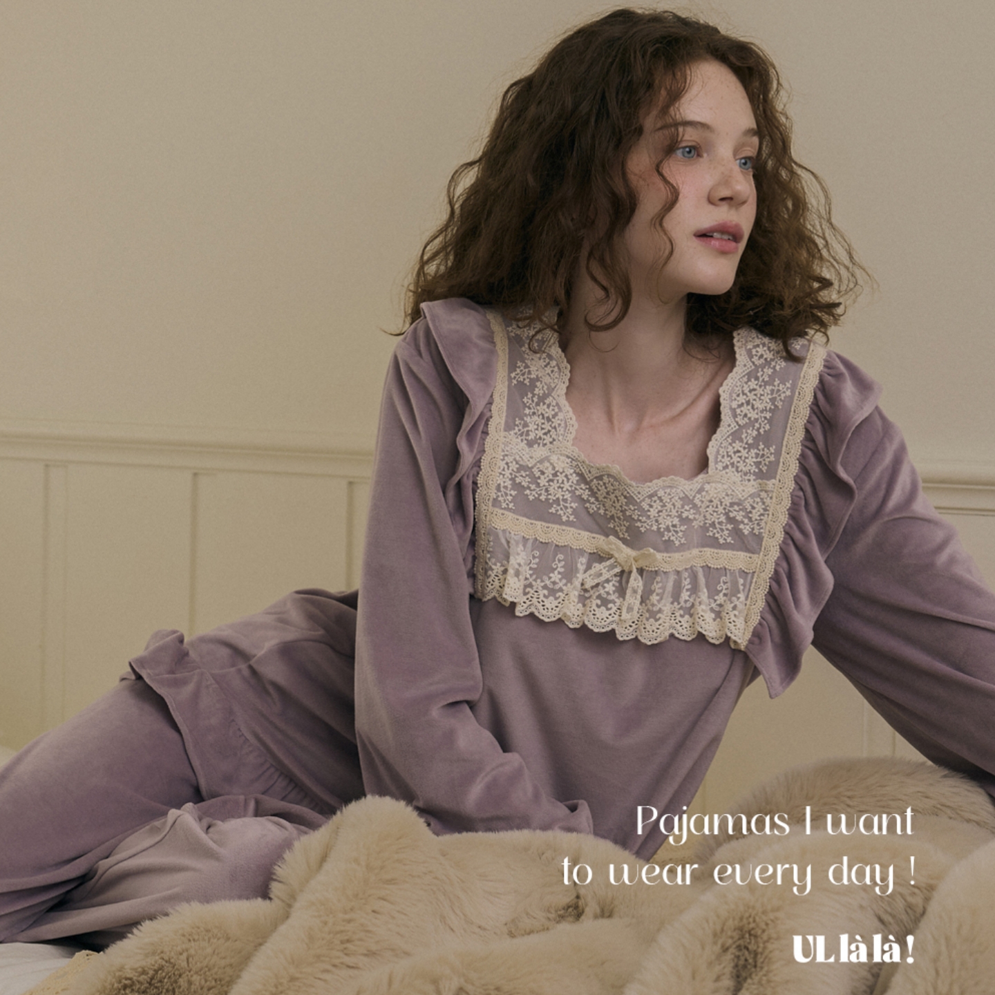 ULLALA韩国甜美法兰绒长袖家居服