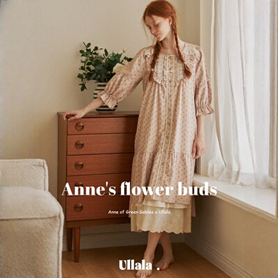 ULLALA韩国公主风七分袖纯棉睡裙