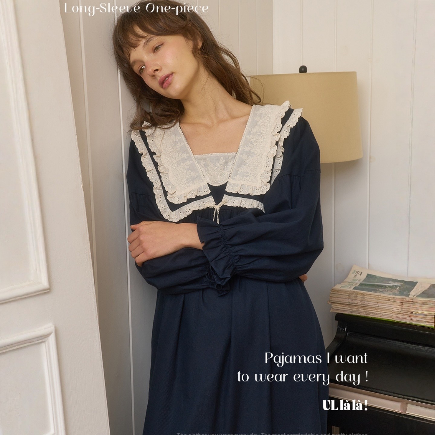 ULLALA韩国乌拉拉睡裙女2025秋冬新纯棉甜美公主荷叶领长袖家居裙,女士内衣/男士内衣/家居服,睡裙,淘宝优惠券,粉丝福利购,淘宝优惠卷