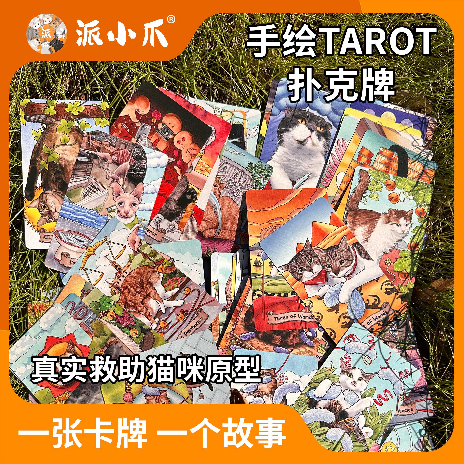 原创手绘救助猫咪塔罗牌桌游