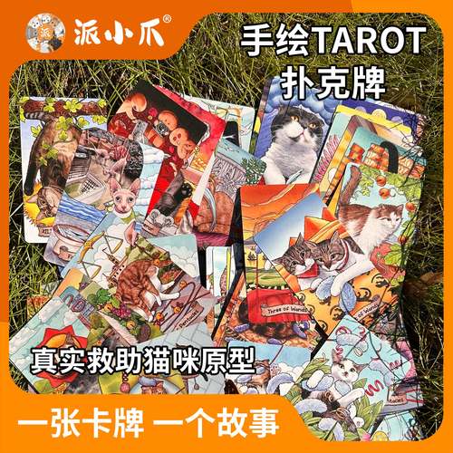 原创手绘救助猫咪塔罗牌桌游