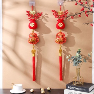 【喜庆年货】2026馬年新款发财果钱袋子代代有福福字流苏挂件