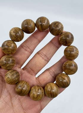 正产区达拉干虎斑纹天然沉香手串16MM14颗重20.7克清凉乳香味十足
