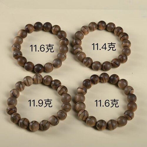 达拉干虎斑纹天然沉香佛珠手串不偏大12MM17颗重11克左右乳香蜜甜