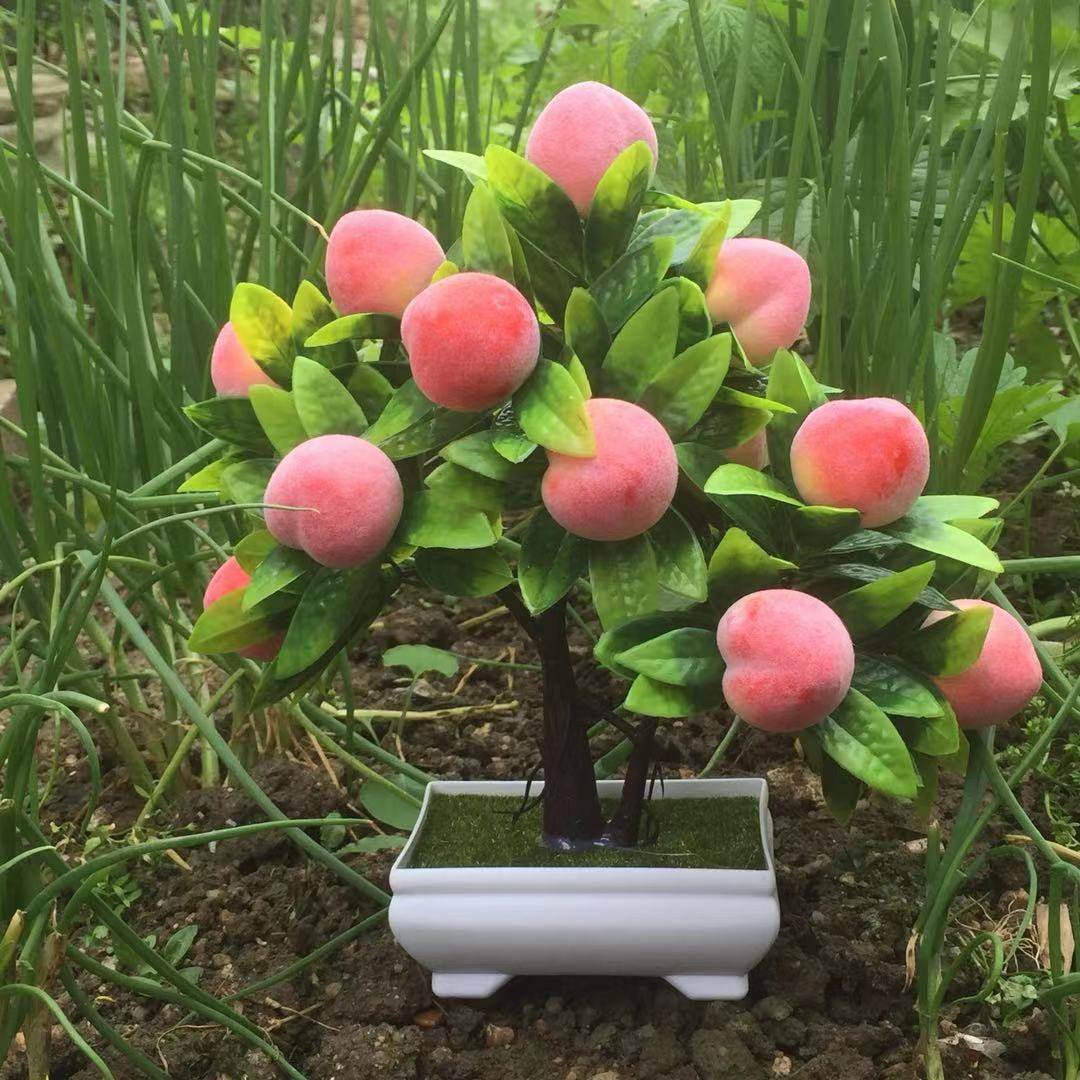 仿真桃子塑料装饰家居客厅摆设餐桌茶几摆件小盆栽桃子树吉祥寿桃
