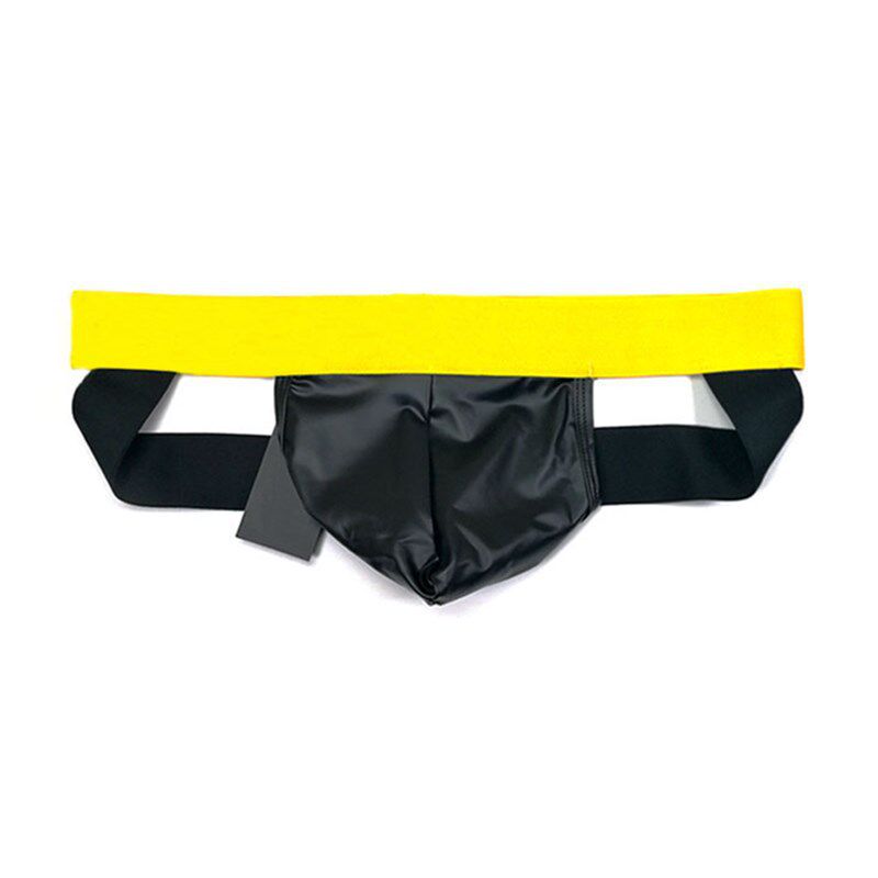 新款男士皮质内裤黑色纯色弹力皮质性感双丁内裤性感内衣