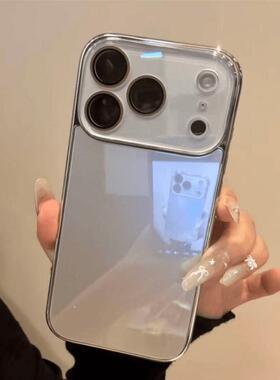 高级感ins风玻璃银色绿适用于iPhone16pro手机壳高颜值苹果17ProMax小众14新款13保护套15promax防摔16全包12