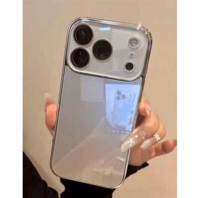 高级感ins风玻璃银色绿适用于iPhone16pro手机壳高颜值苹果17ProMax小众14新款13保护套15promax防摔16全包12