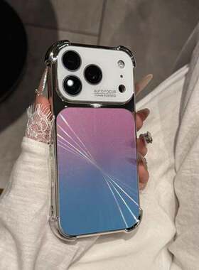 ins新款渐变CD纹带拍照按键适用苹果17promax手机壳大视窗镜头膜iPhone16promax高级15/14女四角防摔保护套13
