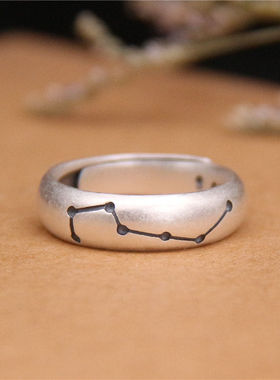 北斗七星哑光戒指S990足银民族风