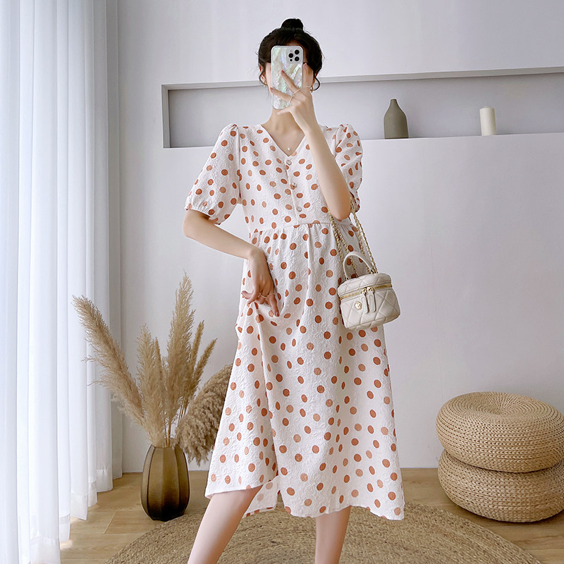 MATERNITY DRESS CAN BREASTFEEDING SKIRT MID-LENGTH LOOSE AUTUMN FASHION TRENDY MOTHER SPRING AND AUTUMN LONG AND SHORT-SLEEVED MATERNITY DRESS