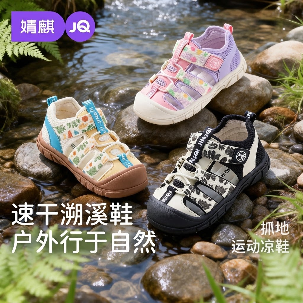 婧麒夏季包头防滑速干溯溪凉鞋