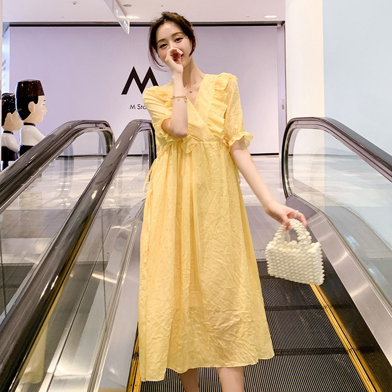JINGQI MATERNITY SUMMER DRESS HIGH-END FASHION INTERNET CELEBRITY SUMMER SKIRT AGE REDUCTION FRESHNESS SUMMER DRESS