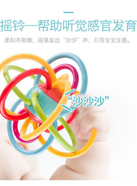 哈曼顿球手抓球婴儿硅胶可咬牙胶磨牙棒3--6个月以上宝宝咬胶玩具