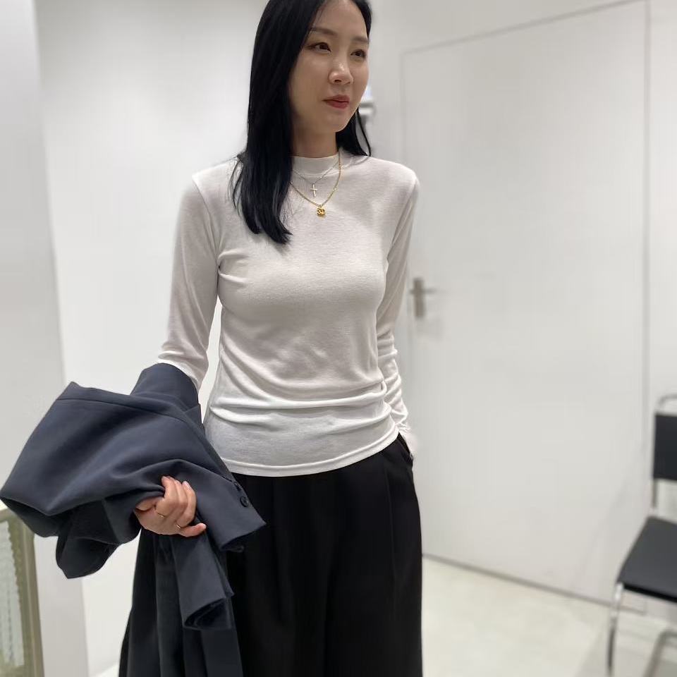 小立领半高领内搭长袖T恤女