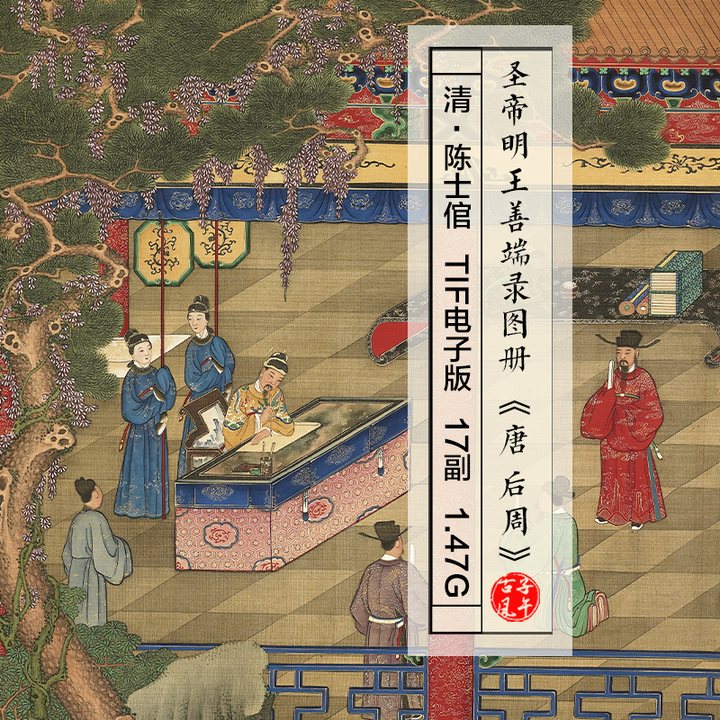 清朝陈士倌圣帝明王善端录图册唐后周17副临摹高清电子版图片素材