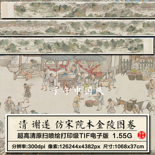 谢遂仿宋院本金陵图卷清朝古代繁华市井生活高清电子版大图片素材