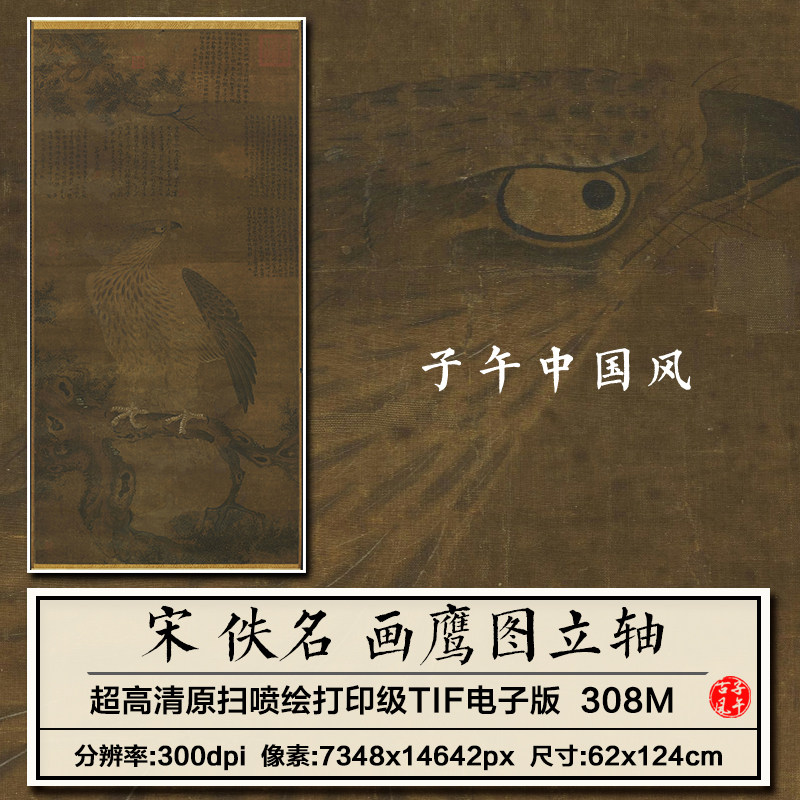 宋朝佚名画鹰图古代工笔老鹰绘画临摹打印参考高清电子版图片素材
