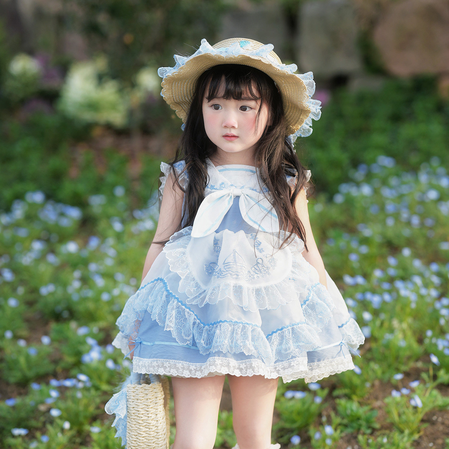 粗腿原创扬帆起航女童洛丽塔连衣裙夏季新款洋气蓬蓬裙周岁生日裙