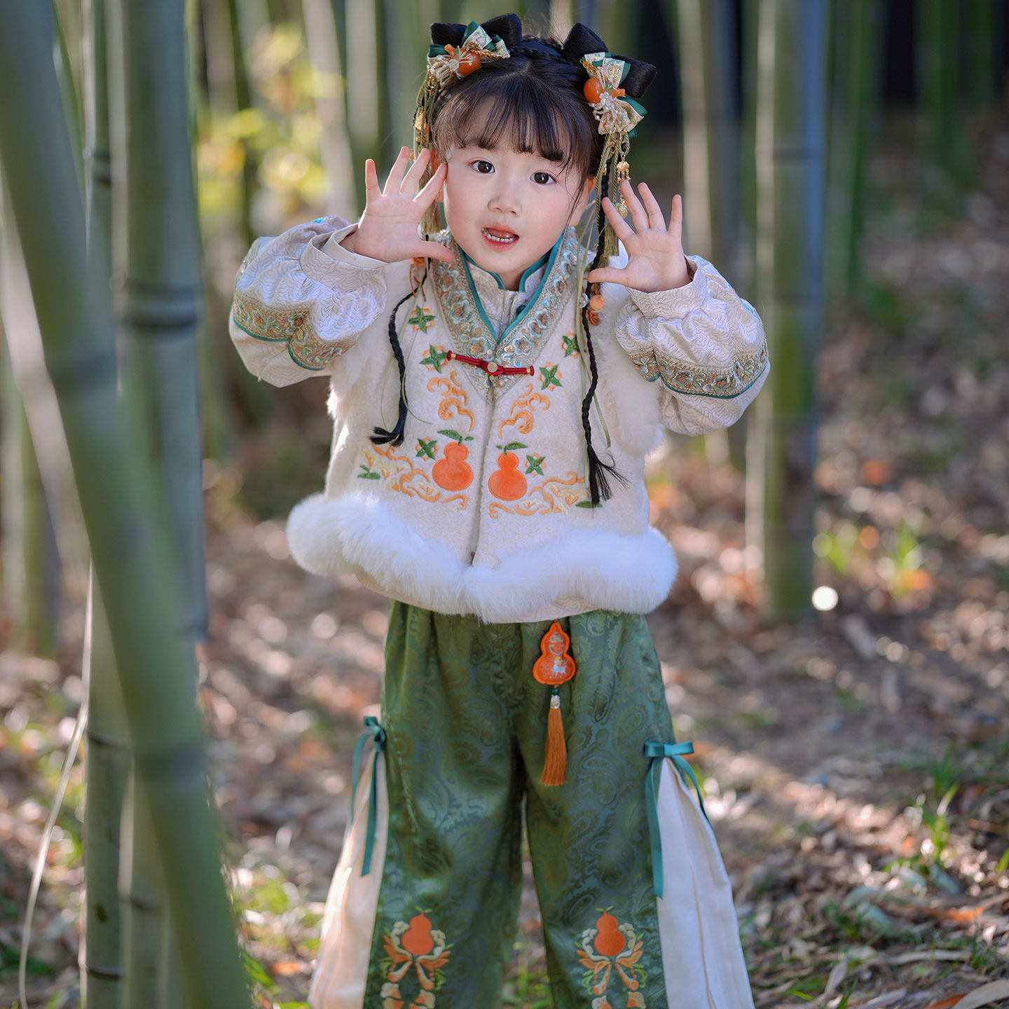 粗腿原创福禄双全女童套装新中式国风汉服男孩清新拜年服儿童新款,童装/婴儿装/亲子装,汉服,淘宝优惠券,粉丝福利购,淘宝优惠卷