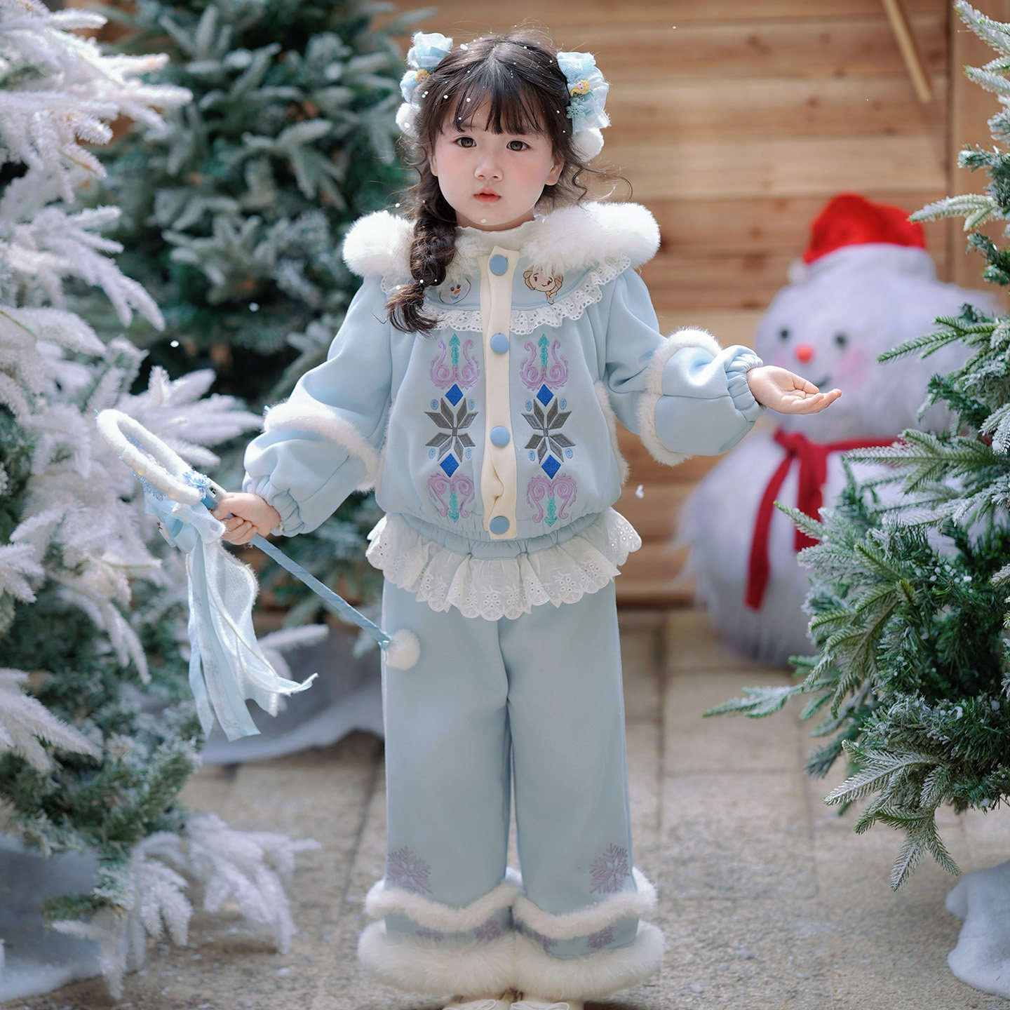 粗腿原创艾莎运动服两件套2025秋冬新款女童套装保暖幼儿园穿搭