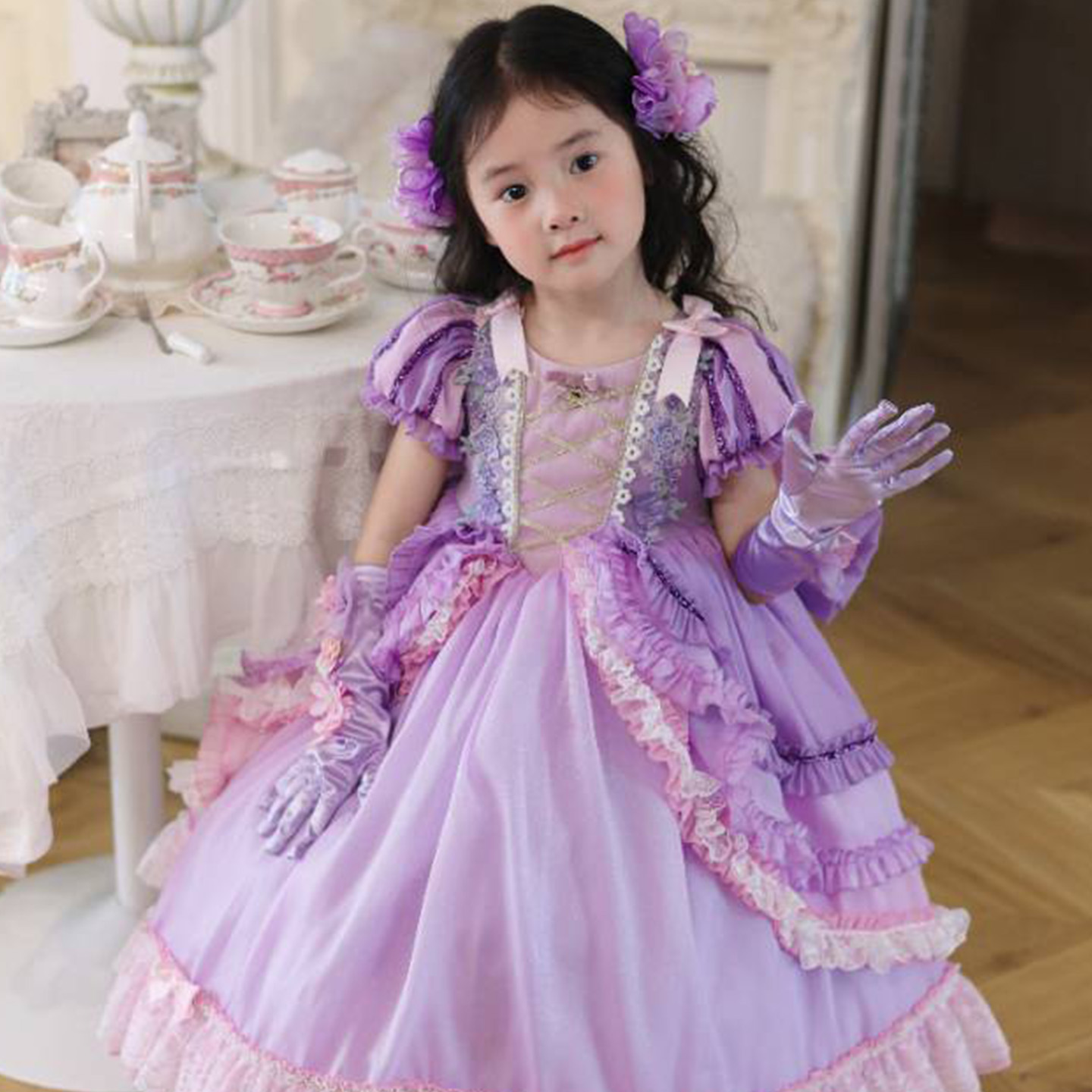 粗腿原创乐佩公主女童洛丽塔连衣裙夏季新款休闲公主裙表演礼裙