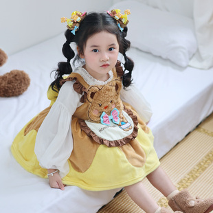 粗腿原创黄油小熊女童连衣裙背心裙新款四季卡通可爱休闲穿搭儿童